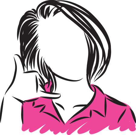 woman phone call gesture vector illustrationのイラスト素材