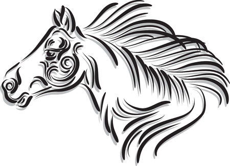 horse illustration 2 vector brush illustrationのイラスト素材