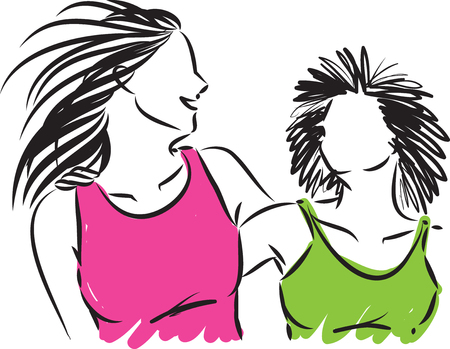 two women laughing together vector illustrationのイラスト素材