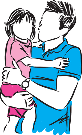 father and little girl daughter vector illustrationのイラスト素材