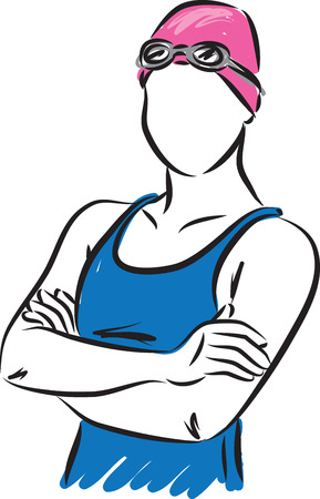 SWIMMER WOMAN VECTOR ILLUSTRATIONのイラスト素材