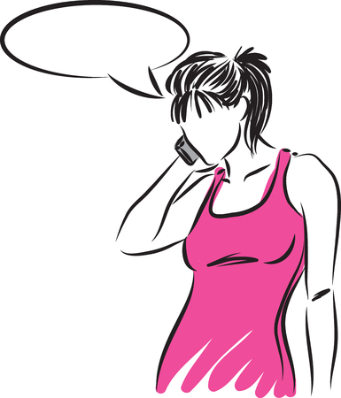 pretty woman modeling talking cellphone vector illustrationのイラスト素材