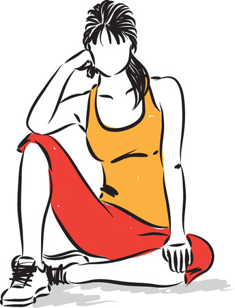 fitness woman resting thinking vector illustrationのイラスト素材