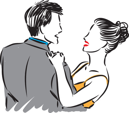 elegant couple man and woman dancing vector illustrationのイラスト素材