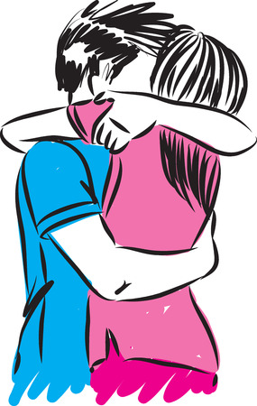 LOVELY COUPLE HUGGING VECTOR ILLUSTRATIONのイラスト素材