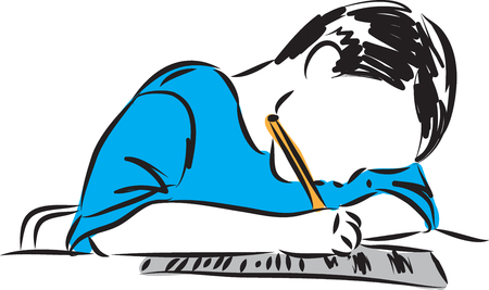 little boy writing vector illustrationのイラスト素材