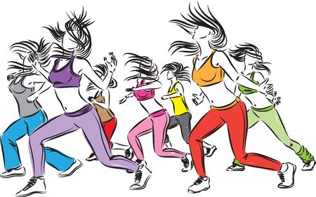 fitness group of women dancers vector illustrationのイラスト素材