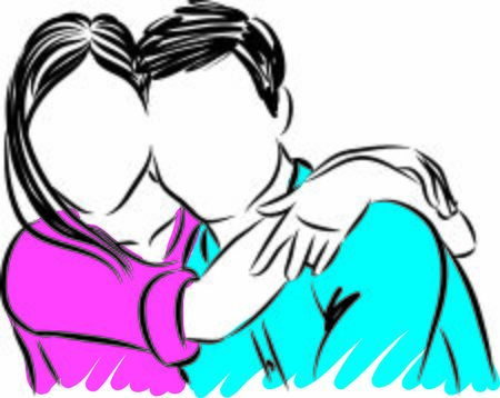 happy couple hugging vector illustrationのイラスト素材