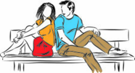 lovely couple man and woman sitting down vector illustrationのイラスト素材
