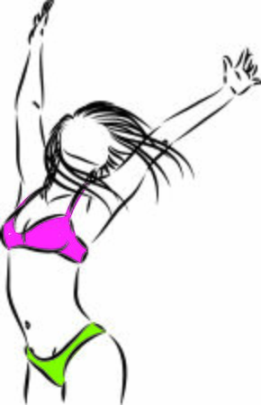 liberty concept pretty woman in bikini vector illustrationのイラスト素材