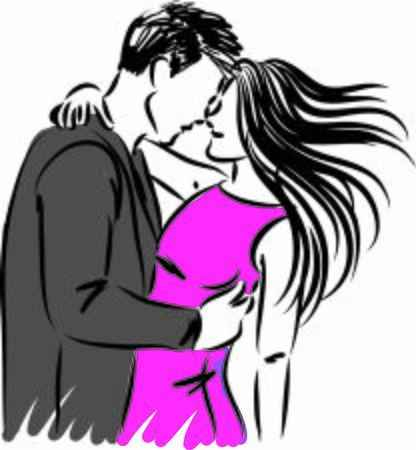 romantic couple hugging vector illustrationのイラスト素材