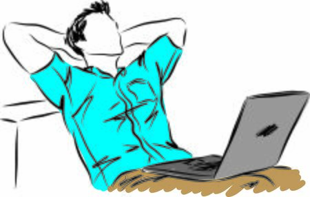 man relaxing working from home vector illustrationのイラスト素材