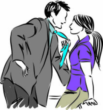 romantic couple woman pulling tie from man vector illustrationのイラスト素材