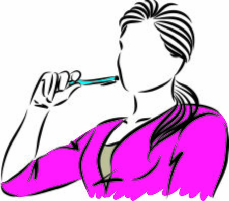 woman with pen thinking vector illustrationのイラスト素材
