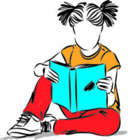 little girl reading book education concept vector illustrationのイラスト素材