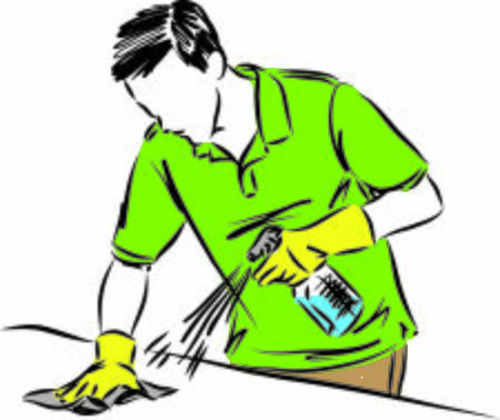 man cleaning table with disinfectant vector illustrationのイラスト素材