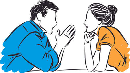 couple man and woman looking and talking each other vector illustrationのイラスト素材