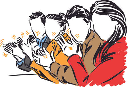 SUCCESFUL PEOPLE TEAMWORK CLAPPING HANDS vector illustrationのイラスト素材