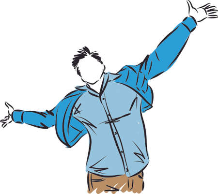 very happy man freedom concept vector illustrationのイラスト素材
