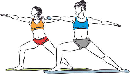 fitness women stretching vector illustrationのイラスト素材
