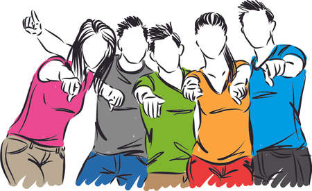 group of friends having fun vector illustrationのイラスト素材