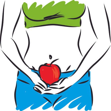 nutrition concept woman with apple snack vector illustrationのイラスト素材