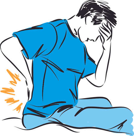 man with back pain gesture vector illustrationのイラスト素材