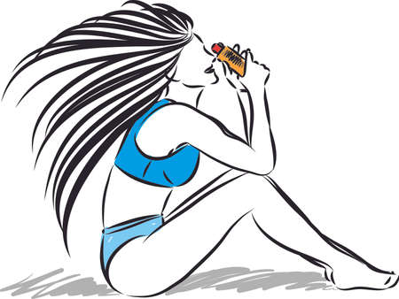 skin care woman hair style vector illustrationのイラスト素材