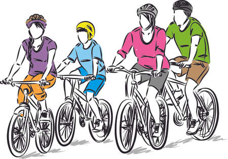 active family in bikes vector illustrationのイラスト素材
