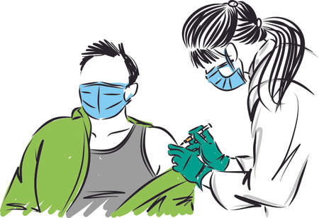 vaccination concept nurse with patient vector illustrationのイラスト素材