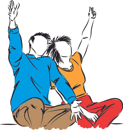 very happy celebration couple man and woman vector illustrationのイラスト素材