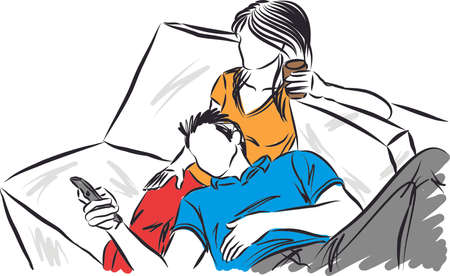 man and woman couple relaxing vector illustrationのイラスト素材