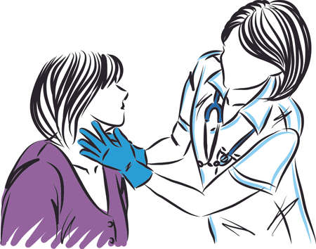 woman patient with doctor exam vector illustrationのイラスト素材