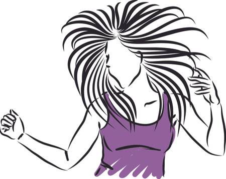 woman lady girl dancing hair vector illustrationのイラスト素材