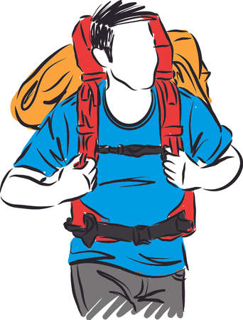 man backpacker turist vector illustrationのイラスト素材