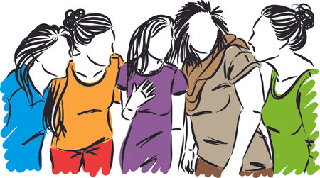 group of women together friends happy enjoying vector illustrationのイラスト素材