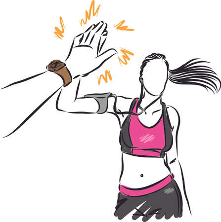 hi 5 gesture woman fitness vector illustrationのイラスト素材