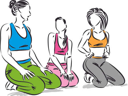 three women fitness talking having fun vector illustrationのイラスト素材