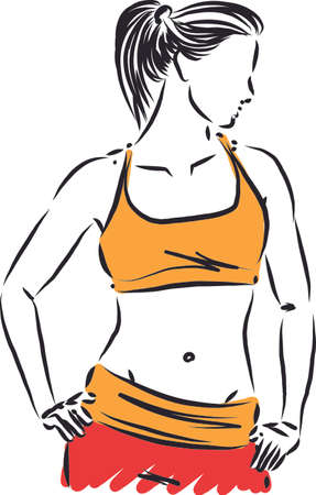 fitness woman pretty lady posing stand up vector illustrationのイラスト素材