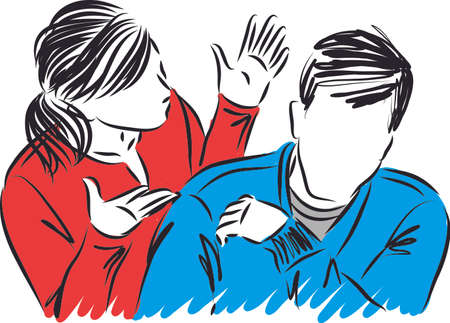 young couple man and woman arguing concept vector illustrationのイラスト素材