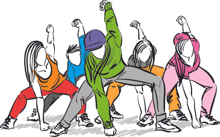 group of hip hop dances young people fitness vector illustrationのイラスト素材