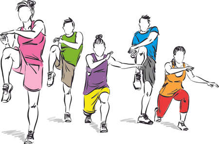 fitness people group together stretching men and women vector illustrationのイラスト素材