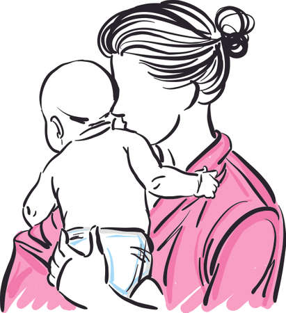 mother hugging baby tenderness love vector illustrationのイラスト素材