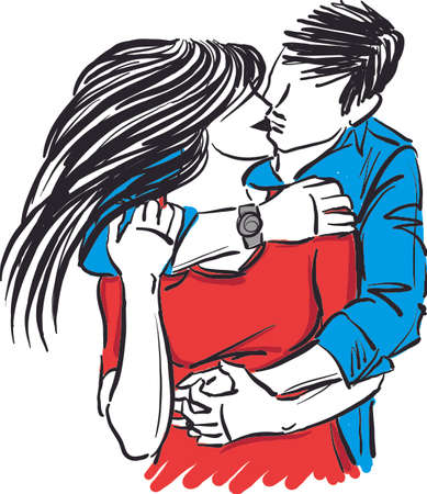 lovely couple hugging man and woman in love concept vector illustrationのイラスト素材