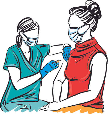 nurse doctor vaccination concept prevention virus vector illustrationのイラスト素材