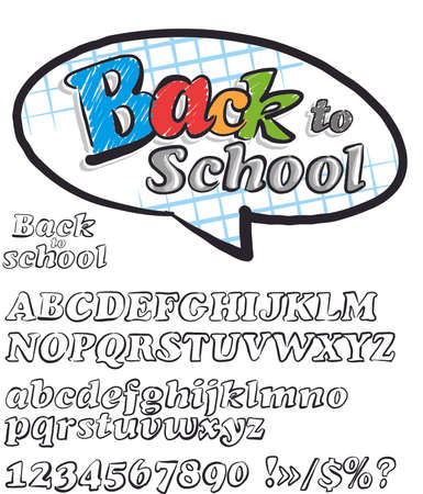 lettering back to school handwritting free style vector illustrationのイラスト素材