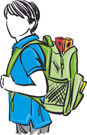 child boy student with backpack back to school concept vector illustrationのイラスト素材