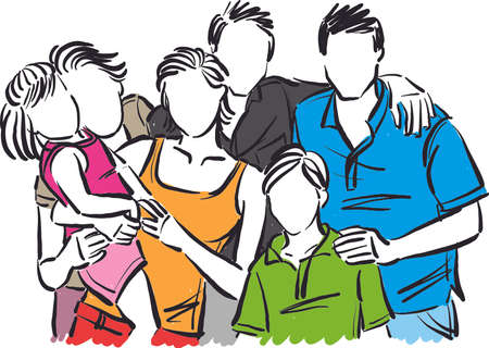 happy family father mother son daughter and grandmother grandfather vector illustrationzipのイラスト素材