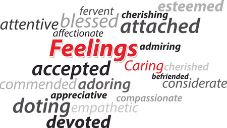 Feeling Caring vector lettering words synonyms graphic concept vector illustration