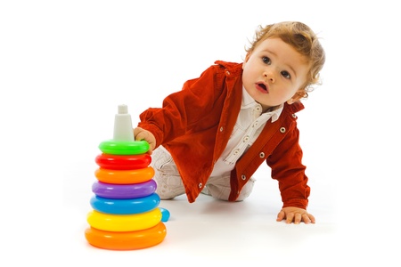 Studio shot of  cute little baby playingの写真素材